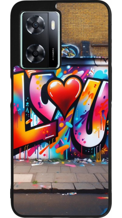 OPPO A57 5G Case Hülle - Silikon schwarz Valentin 2025 Liebe U Tag