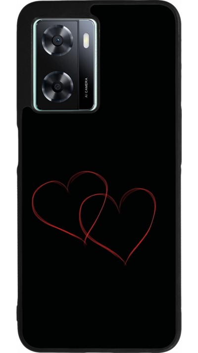 OPPO A57 5G Case Hülle - Silikon schwarz Valentine 2023 attached heart
