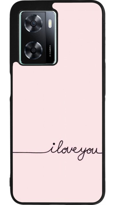 OPPO A57 5G Case Hülle - Silikon schwarz Valentine 2023 i love you writing