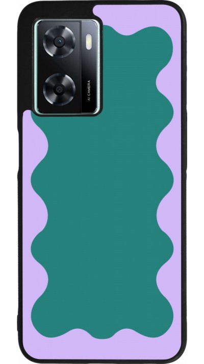 OPPO A57 5G Case Hülle - Silikon schwarz Wavy Rectangle Green Purple