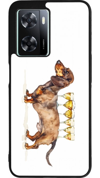 OPPO A57 5G Case Hülle - Silikon schwarz Wine Teckel