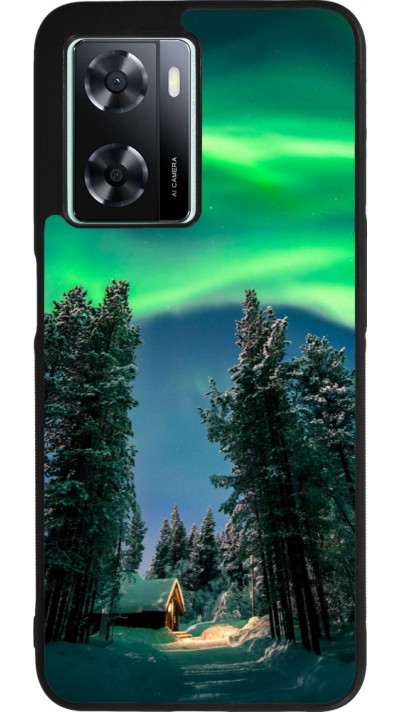 OPPO A57 5G Case Hülle - Silikon schwarz Winter 22 Northern Lights