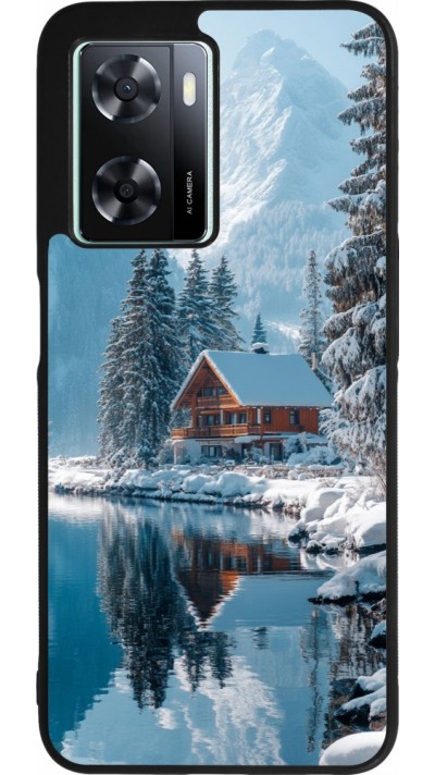 OPPO A57 5G Case Hülle - Silikon schwarz Winter 25 Winter house forest day