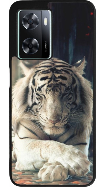 OPPO A57 5G Case Hülle - Silikon schwarz Zen Tiger