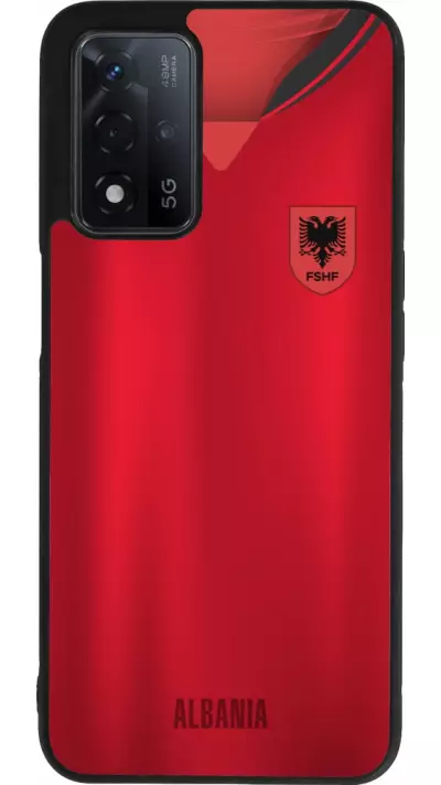 Coque OPPO A93s 5G - Silicone rigide noir Maillot de football Albanie personnalisable