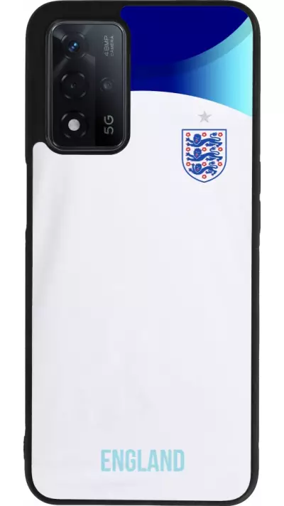 Coque OPPO A93s 5G - Silicone rigide noir Maillot de football Angleterre 2022 personnalisable