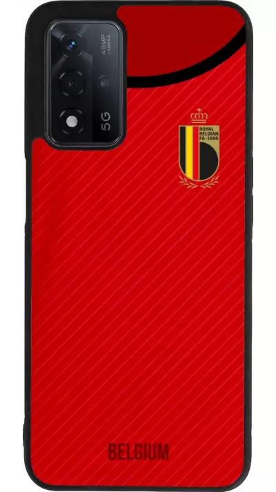 Coque OPPO A93s 5G - Silicone rigide noir Maillot de football Belgique 2022 personnalisable