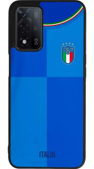 Coque OPPO A93s 5G - Silicone rigide noir Maillot de football Italie 2022 personnalisable