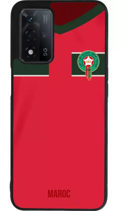 Coque OPPO A93s 5G - Silicone rigide noir Maillot de football Maroc 2022 personnalisable