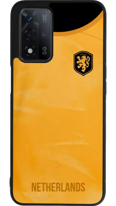 Coque OPPO A93s 5G - Silicone rigide noir Maillot de football Pays-Bas 2022 personnalisable