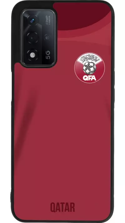 Coque OPPO A93s 5G - Silicone rigide noir Maillot de football Qatar 2022 personnalisable