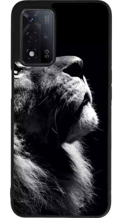 Coque OPPO A93s 5G - Silicone rigide noir Lion looking up