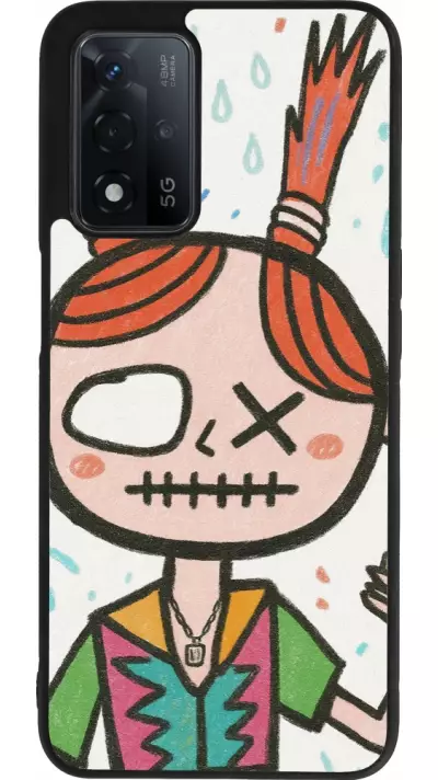 Coque OPPO A93s 5G - Silicone rigide noir Little Girl Sketch
