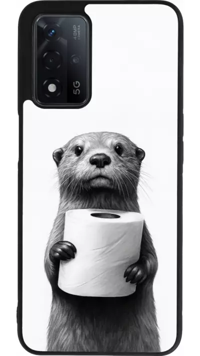 Coque OPPO A93s 5G - Silicone rigide noir Loutre papier de toilette