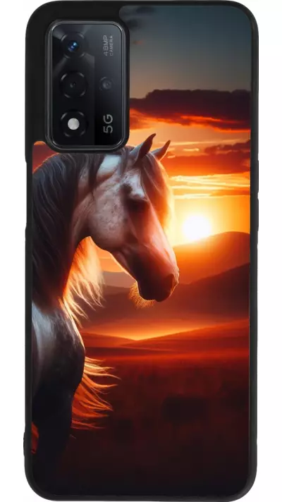 Coque OPPO A93s 5G - Silicone rigide noir Majestic Sunset Horse