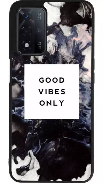 Coque OPPO A93s 5G - Silicone rigide noir Marble Good Vibes Only