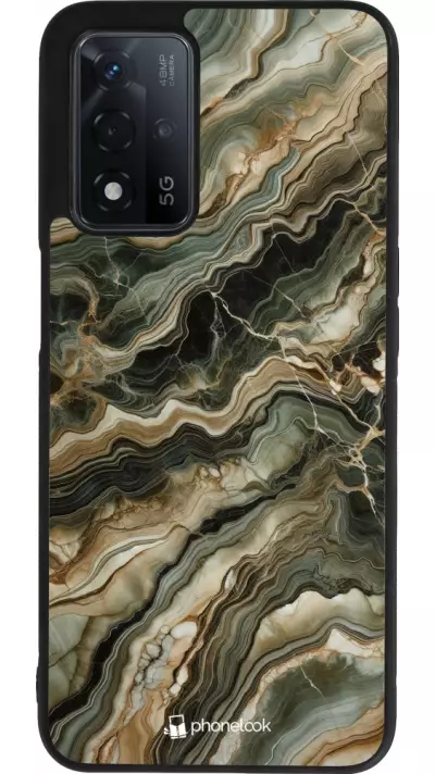 Coque OPPO A93s 5G - Silicone rigide noir Marbre Olive