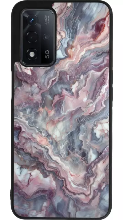 Coque OPPO A93s 5G - Silicone rigide noir Marbre violette argentée
