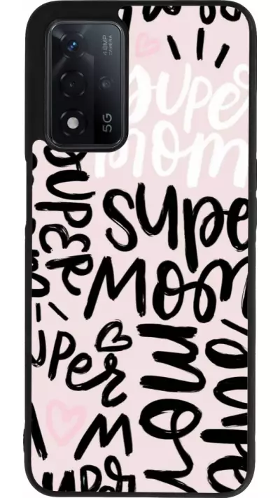 Coque OPPO A93s 5G - Silicone rigide noir Mom 2024 Super mom