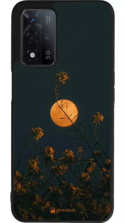 Coque OPPO A93s 5G - Silicone rigide noir Moon Flowers