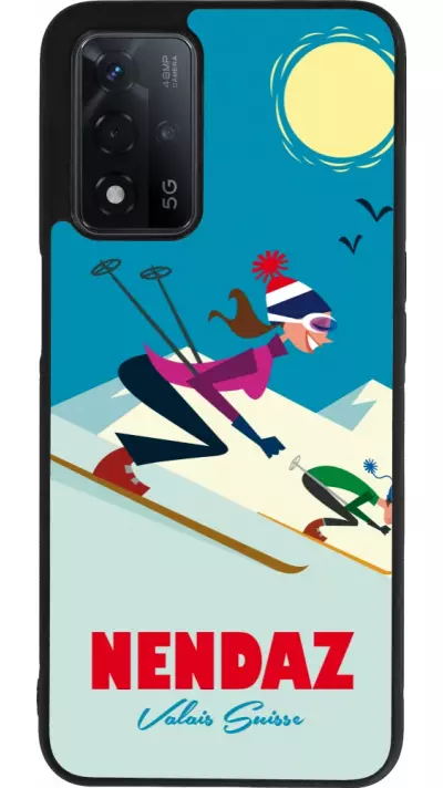 Coque OPPO A93s 5G - Silicone rigide noir Nendaz Ski Downhill