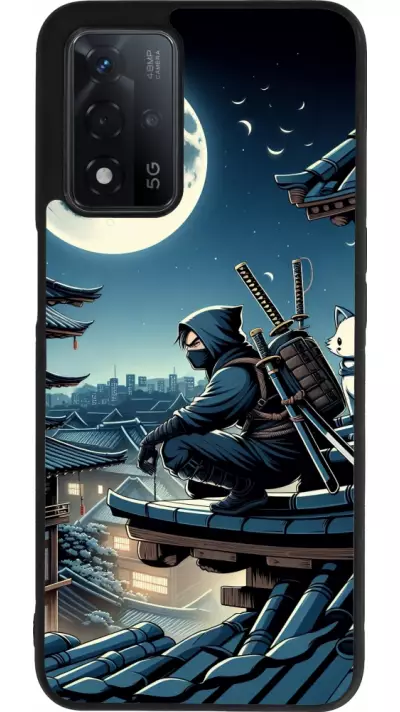 Coque OPPO A93s 5G - Silicone rigide noir Ninja sous la lune