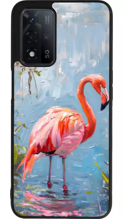 Coque OPPO A93s 5G - Silicone rigide noir Paint Flamingo