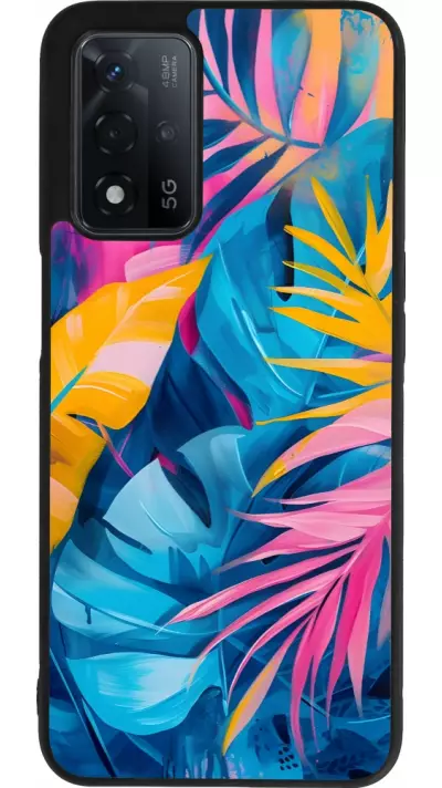 Coque OPPO A93s 5G - Silicone rigide noir Palms Blue