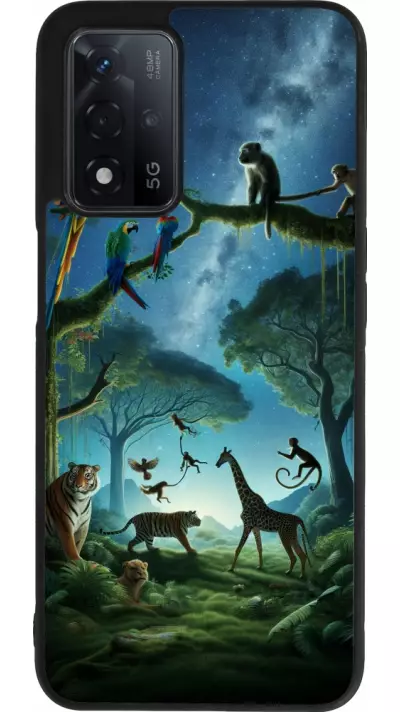 Coque OPPO A93s 5G - Silicone rigide noir Paradis des animaux exotiques