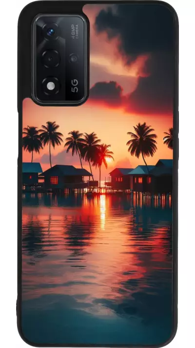 Coque OPPO A93s 5G - Silicone rigide noir Paradis Maldives