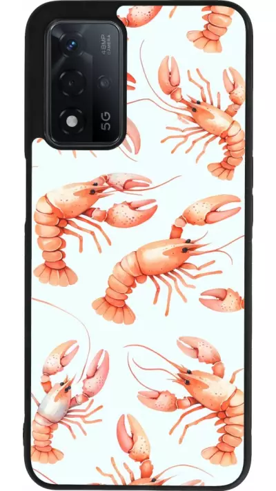 Coque OPPO A93s 5G - Silicone rigide noir Pattern de homards pastels