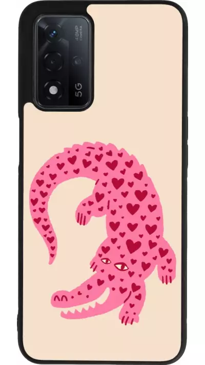 Coque OPPO A93s 5G - Silicone rigide noir Pink crocodile 2026