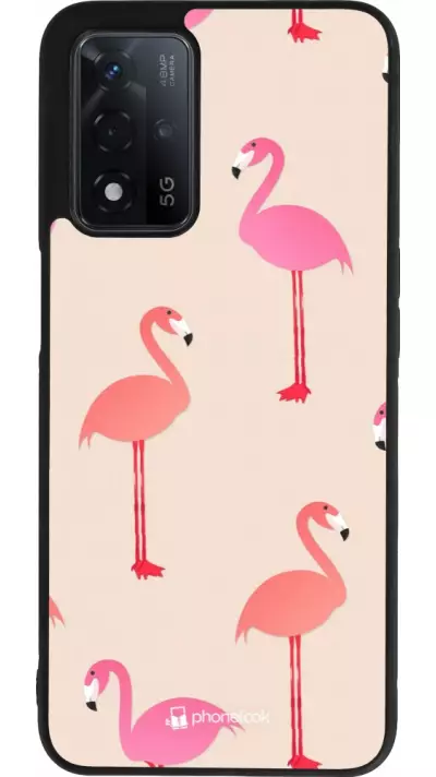 Coque OPPO A93s 5G - Silicone rigide noir Pink Flamingos Pattern