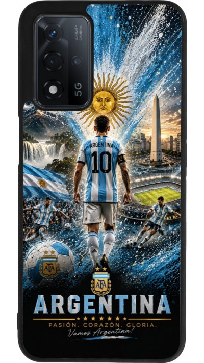 Coque OPPO A93s 5G - Silicone rigide noir Football Argentine splash 2026
