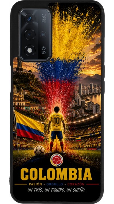 Coque OPPO A93s 5G - Silicone rigide noir Football Colombie splash 2026