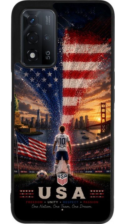 Coque OPPO A93s 5G - Silicone rigide noir Football États-Unis splash 2026