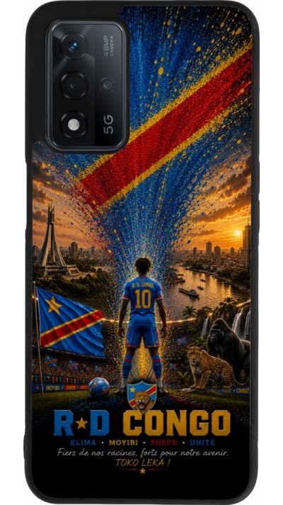 Coque OPPO A93s 5G - Silicone rigide noir Football République démocratique du Congo splash 2026
