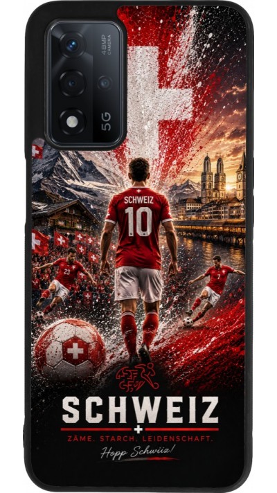 Coque OPPO A93s 5G - Silicone rigide noir Football Schweiz splash 2026