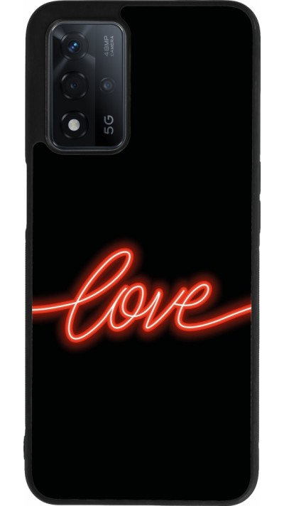 OPPO A93s 5G Case Hülle - Silikon schwarz Valentine 2023 neon love