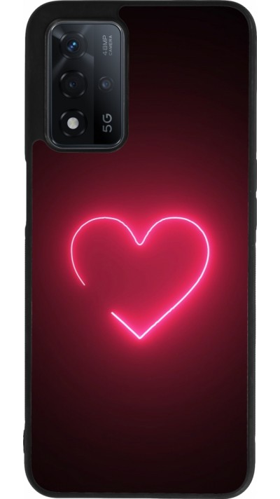 OPPO A93s 5G Case Hülle - Silikon schwarz Valentine 2023 single neon heart