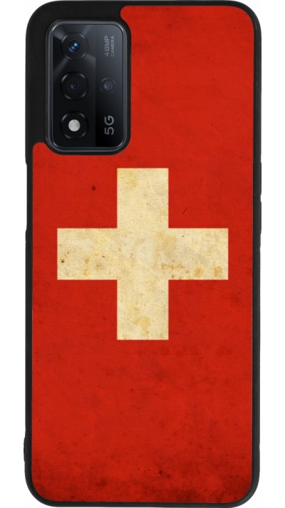 OPPO A93s 5G Case Hülle - Silikon schwarz Vintage Flag SWISS