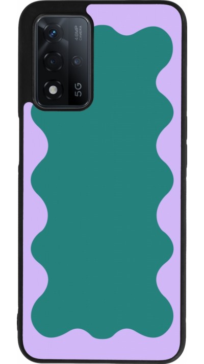 OPPO A93s 5G Case Hülle - Silikon schwarz Wavy Rectangle Green Purple
