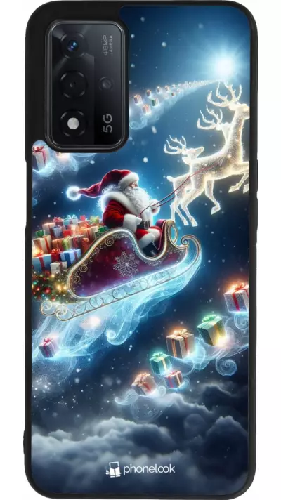 Coque OPPO A93s 5G - Silicone rigide noir Noël 2023 Père Noël enchanté