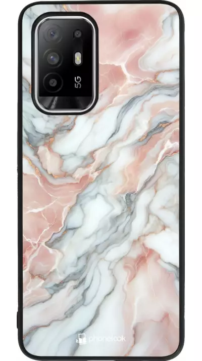 Coque OPPO F19 Pro+ - Silicone rigide noir Marbre Rose Lumineux