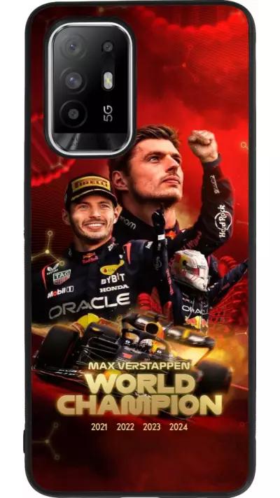 Coque OPPO F19 Pro+ - Silicone rigide noir Max Verstappen Champion 2023