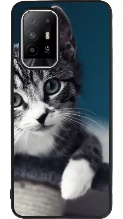 Coque OPPO F19 Pro+ - Silicone rigide noir Meow 23