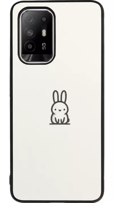 Coque OPPO F19 Pro+ - Silicone rigide noir Minimal bunny cutie