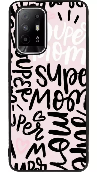 Coque OPPO F19 Pro+ - Silicone rigide noir Mom 2024 Super mom