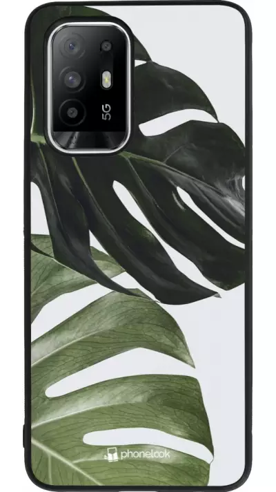 Coque OPPO F19 Pro+ - Silicone rigide noir Monstera Plant