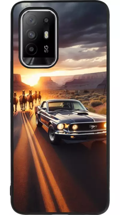 Coque OPPO F19 Pro+ - Silicone rigide noir Mustang 69 Grand Canyon